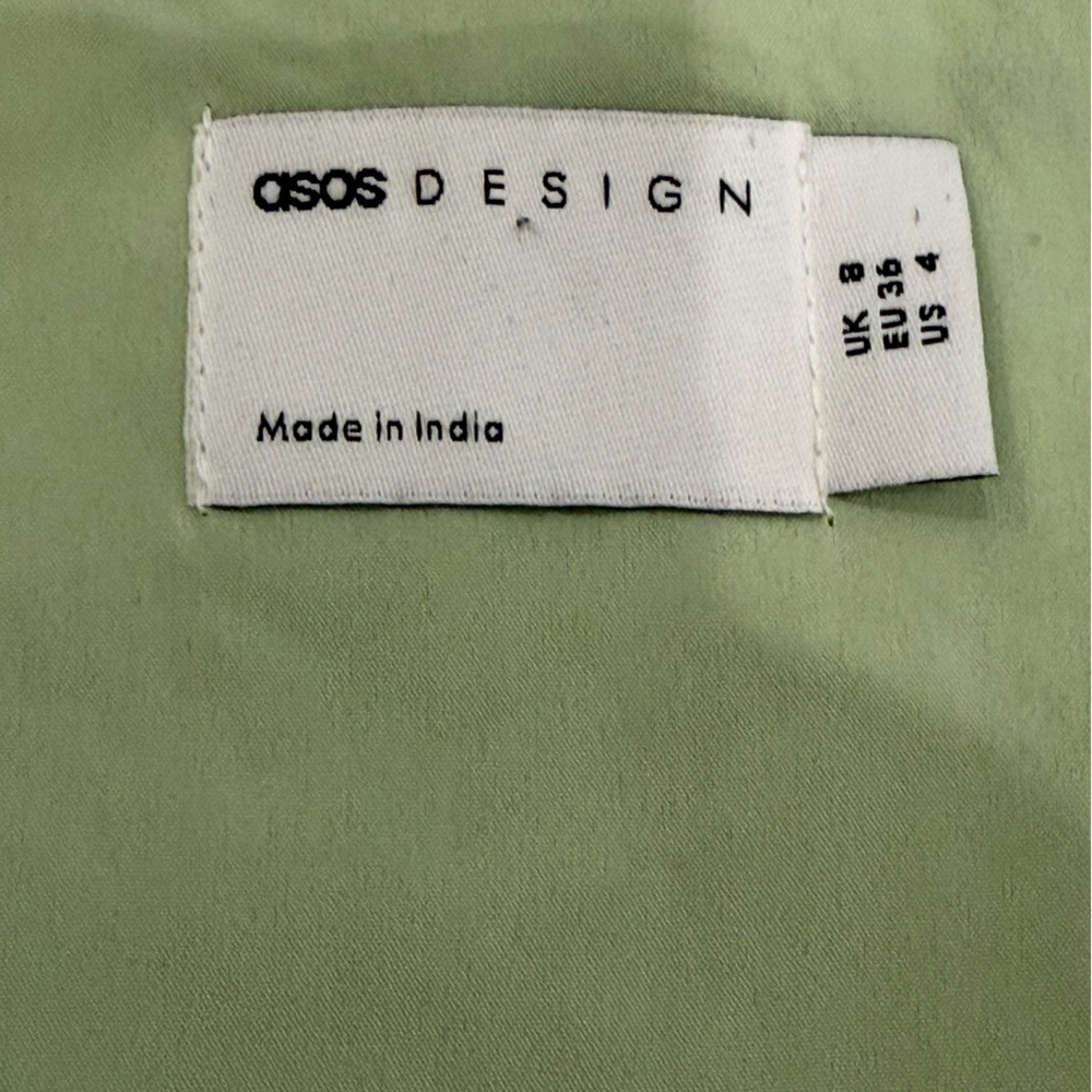 ASOS Sage Green Dobby Pleated Mini Dress Fairycore Forest Pixie Vibe NWT Size 4 - Picture 12 of 14